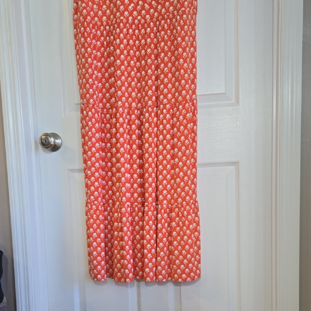 Boden Blood Orange Ditsy Print Midi Dress Size 16L - Picture 4 of 7